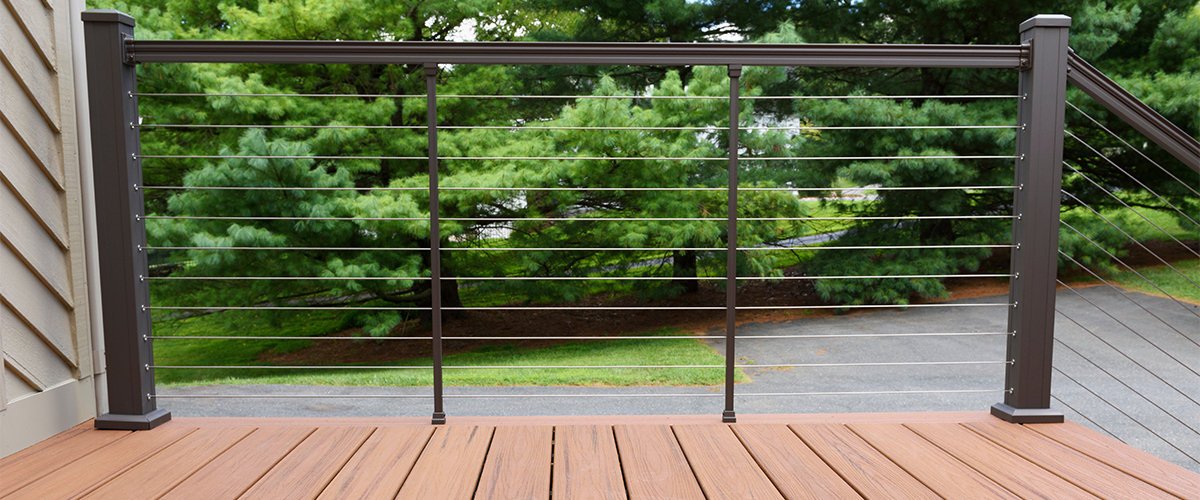 Cable railing on deck