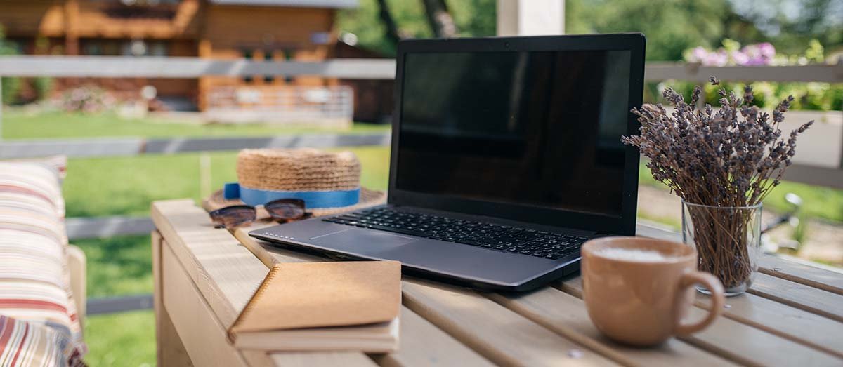 relaxing outdoor office setup